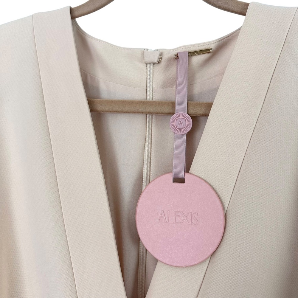 Alexis Fraser Wrap Midi Dress Ivory Belted Long Sleeve Cocktail NWT Womens M - Picture 8 of 13